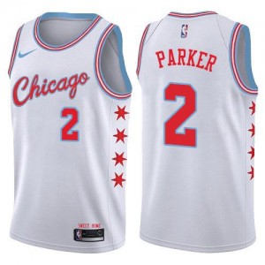 Maillot De Parker Chicago Bulls Nike City Edition Homme #2 Blanc