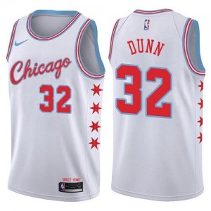 Nike NBA Maillots Dunn Bulls Enfant #32 Blanc City Edition