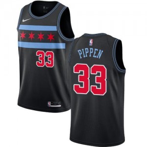 Nike NBA Maillots Basket Pippen Chicago Bulls City Edition Homme No.33 Noir