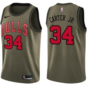 Nike NBA Maillot Basket Wendell Carter Jr. Chicago Bulls Salute to Service vert Enfant No.34