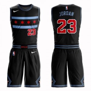 Nike Maillots De Basket Jordan Chicago Bulls #23 Noir Suit City Edition Enfant
