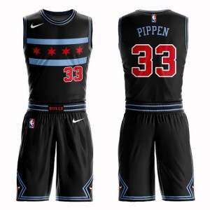 Nike Maillots De Basket Pippen Chicago Bulls Suit City Edition Enfant #33 Noir
