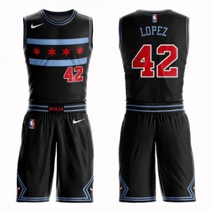 Nike NBA Maillots De Robin Lopez Chicago Bulls Suit City Edition Homme #42 Noir