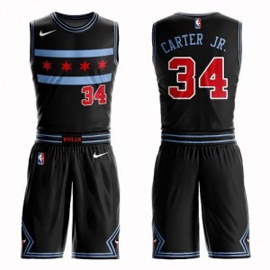 Nike Maillot Carter Jr. Chicago Bulls #34 Homme Suit City Edition Noir