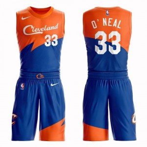 Nike NBA Maillots Basket O'Neal Cavaliers Suit City Edition Bleu Enfant #33