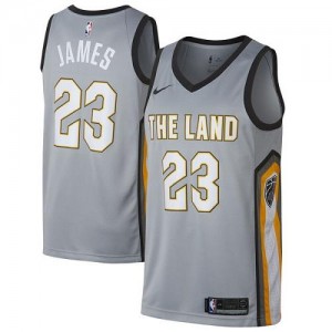 Nike Maillot James Cavaliers City Edition No.23 Homme Gris
