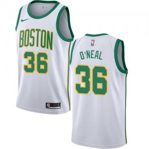 Nike NBA Maillots Basket O'Neal Boston Celtics Blanc #36 Homme City Edition