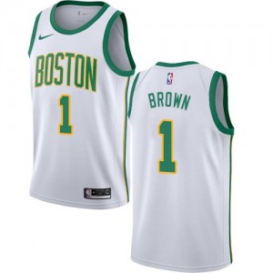 Nike NBA Maillots Basket Brown Boston Celtics City Edition Enfant No.1 Blanc