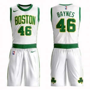 Nike NBA Maillots Basket Baynes Boston Celtics Homme Blanc Suit City Edition #46