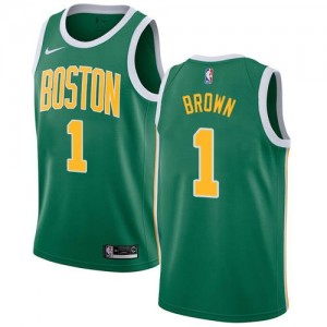 Nike Maillot Brown Celtics Earned Edition No.1 Homme vert
