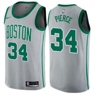 Nike NBA Maillots De Paul Pierce Celtics No.34 Gris City Edition Homme