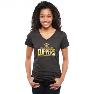 T-Shirt Basket Clippers Noir Gold Collection V-Neck Tri-Blend Femme