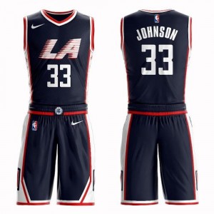 Nike NBA Maillots De Johnson LA Clippers bleu marine Suit City Edition No.33 Homme
