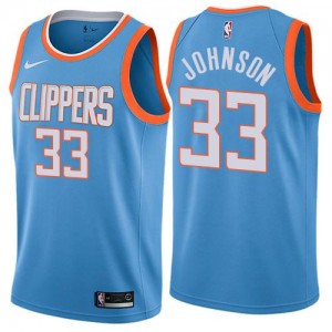 Nike NBA Maillots Basket Johnson Los Angeles Clippers Bleu #33 Homme City Edition