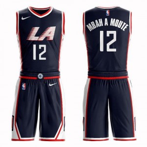 Nike Maillots Basket Mbah a Moute Clippers Homme Suit City Edition #12 bleu marine