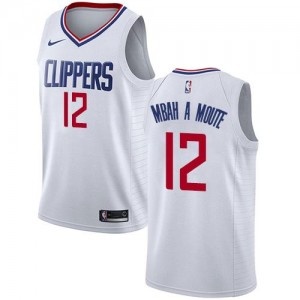Nike NBA Maillots De Basket Luc Mbah a Moute Los Angeles Clippers Blanc Association Edition #12 Enfant