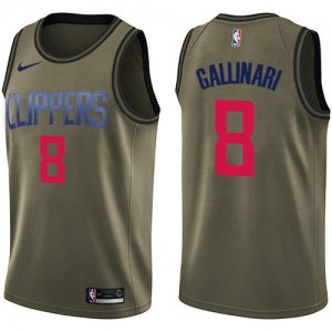 Nike NBA Maillots De Basket Danilo Gallinari Clippers Enfant #8 vert Salute to Service