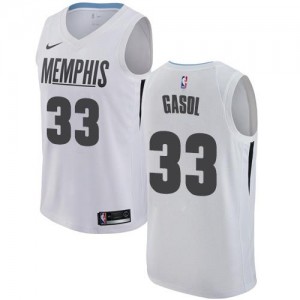 Nike NBA Maillots Basket Marc Gasol Memphis Grizzlies Blanc City Edition #33 Enfant