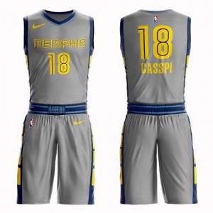 Nike Maillots Basket Casspi Grizzlies No.18 Homme Gris Suit City Edition