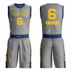 Nike NBA Maillots Chalmers Memphis Grizzlies No.6 Gris Suit City Edition Enfant