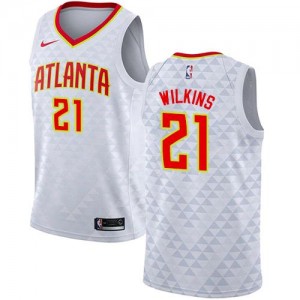 Nike Maillot Basket Dominique Wilkins Atlanta Hawks Blanc #21 Homme Association Edition