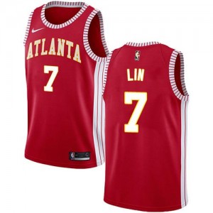Nike NBA Maillots Jeremy Lin Hawks Rouge #7 Statement Edition Enfant