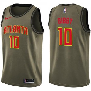 Maillots Basket Mike Bibby Hawks No.10 Homme Nike vert Salute to Service