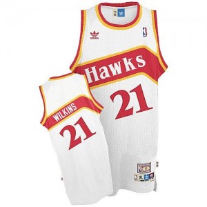 Adidas NBA Maillot Basket Dominique Wilkins Hawks Blanc #21 Throwback Homme