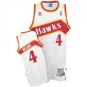 Adidas NBA Maillots De Spud Webb Atlanta Hawks Homme Throwback Blanc No.4