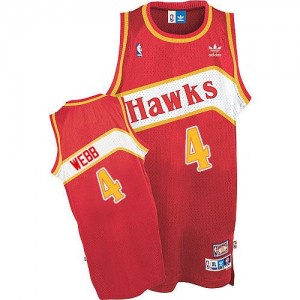 Maillots Basket Spud Webb Hawks #4 Homme Rouge Throwback Adidas