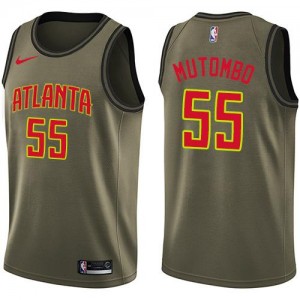 Nike Maillots De Mutombo Atlanta Hawks Homme Salute to Service No.55 vert