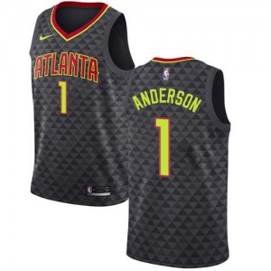 Nike Maillots Basket Justin Anderson Atlanta Hawks #1 Homme Noir Icon Edition