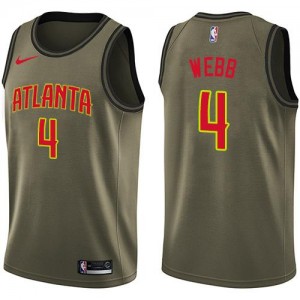 Nike Maillots Spud Webb Hawks vert No.4 Homme Salute to Service