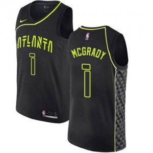 Nike Maillots De Basket Tracy Mcgrady Hawks City Edition Homme #1 Noir