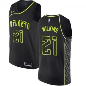 Nike Maillots Dominique Wilkins Hawks #21 Noir City Edition Homme