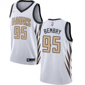Nike NBA Maillots Basket Bembry Atlanta Hawks Blanc #95 City Edition Homme