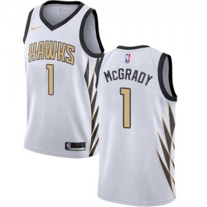 Nike Maillots Basket Mcgrady Atlanta Hawks #1 Blanc City Edition Homme