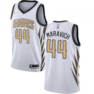 Nike NBA Maillots Pete Maravich Hawks Enfant No.44 Blanc City Edition