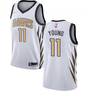 Nike Maillots De Basket Trae Young Atlanta Hawks Blanc Homme No.11 City Edition