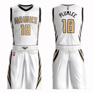 Nike NBA Maillot De Basket Plumlee Atlanta Hawks No.18 Blanc Suit City Edition Homme