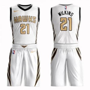 Maillot Dominique Wilkins Hawks Blanc No.21 Homme Suit City Edition Nike