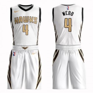 Nike NBA Maillots Basket Spud Webb Hawks Suit City Edition No.4 Enfant Blanc