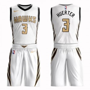 Nike NBA Maillots Kevin Huerter Hawks Homme Blanc No.3 Suit City Edition