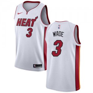 Nike Maillots Wade Miami Heat Association Edition No.3 Homme Blanc