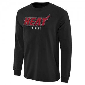  T-Shirt De Basket Miami Heat Noches Enebea Long Sleeve Noir Homme