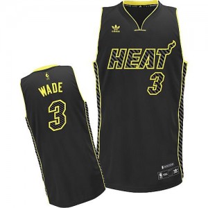 Maillot De Wade Miami Heat Noir Adidas Homme #3 Electricity Fashion