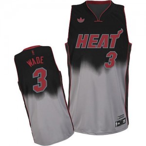 Adidas NBA Maillot Basket Dwyane Wade Heat Noir / Gris Fadeaway Fashion Homme #3