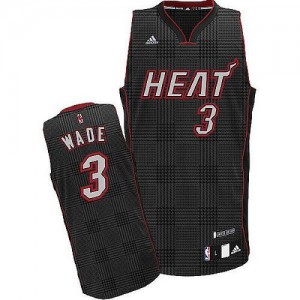Adidas NBA Maillot Dwyane Wade Miami Heat Homme Rhythm Fashion #3 Noir