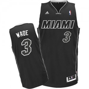 Maillot Dwyane Wade Miami Heat Adidas Fashion Homme Noir / Blanc No.3
