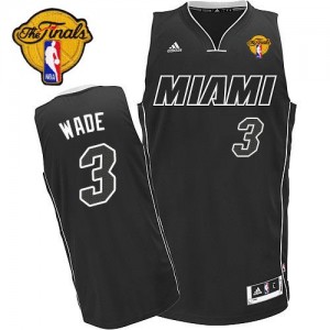 Adidas NBA Maillot Basket Dwyane Wade Miami Heat Finals Fashion Homme #3 Noir / Blanc